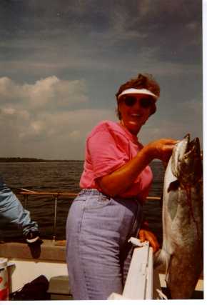 Mom's Fishing Trip on Lake Michigan, Aug 1998